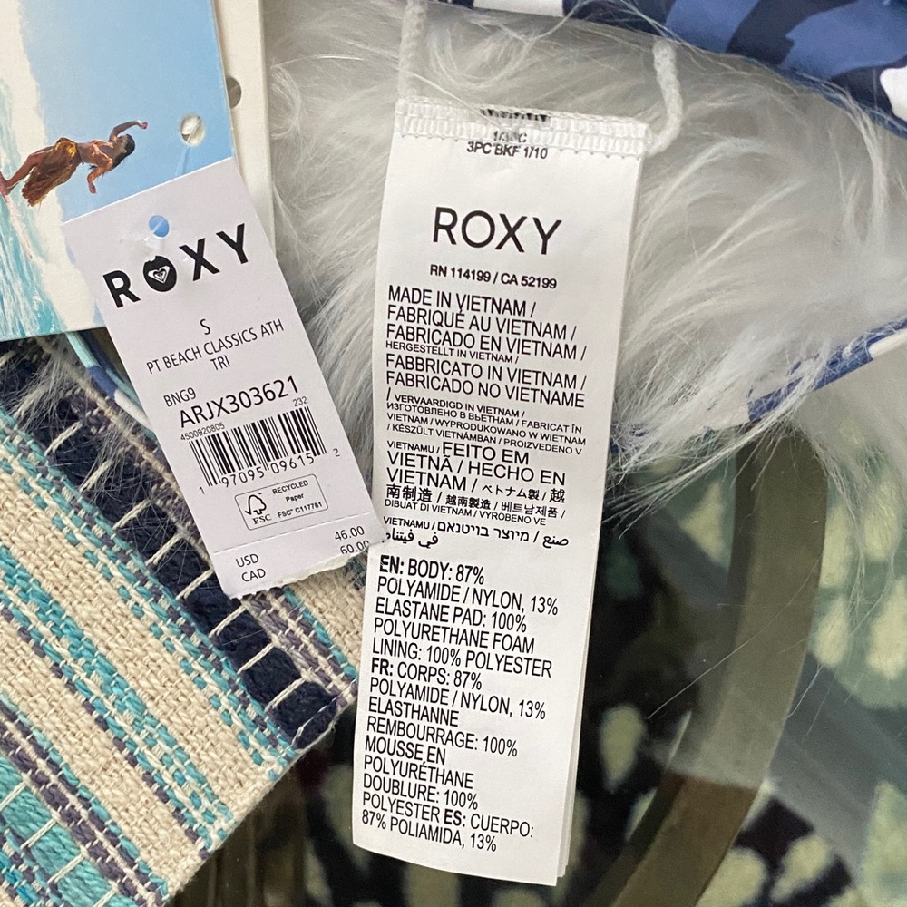 Roxy juniors printed beach classics athletic triangle bikini top size small - Picture 10 of 10
